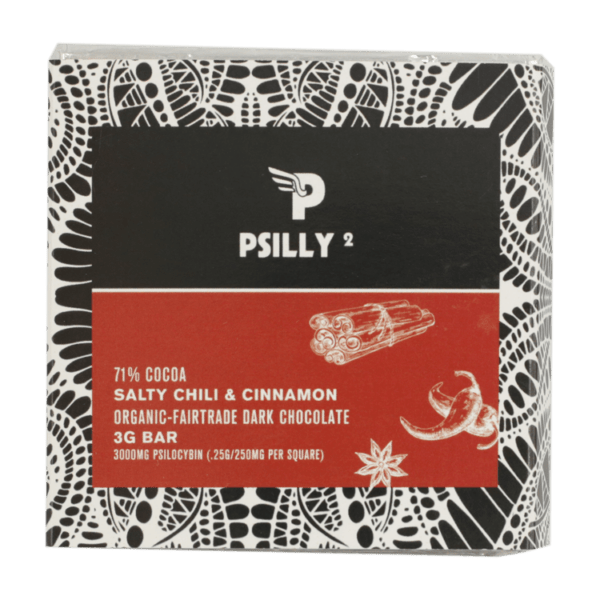Psilly - Dark Chocolate Bar - Salty Chili & Cinnamon | Magic Mushrooms Edmonton Canada