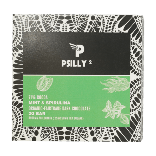 Psilly - Dark Chocolate Bar - Mint & Spirulina | Magic Mushrooms Edmonton Canada